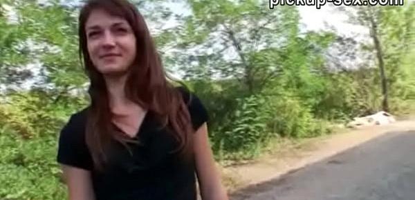  Skinny amateur euro girl boned in public for fast money